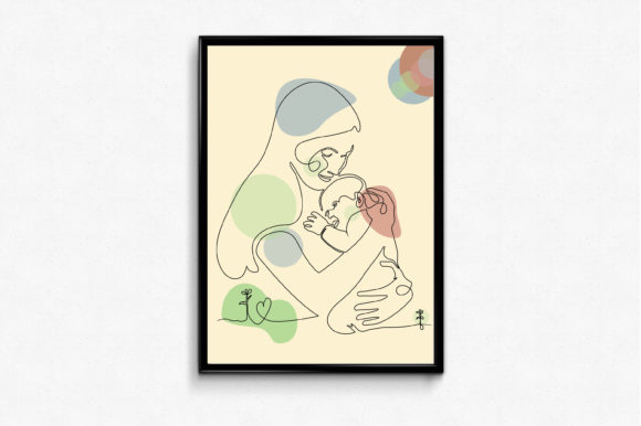 Mom Baby Modern Line Art: Essential Graphics & Illustrations